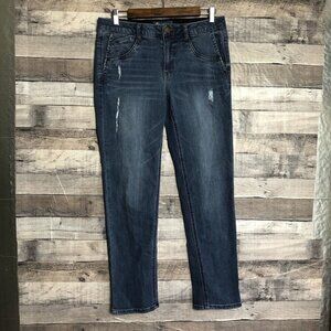 Democracy Jeans Womens Size 8 Blue AB Solution Stretch Distressed